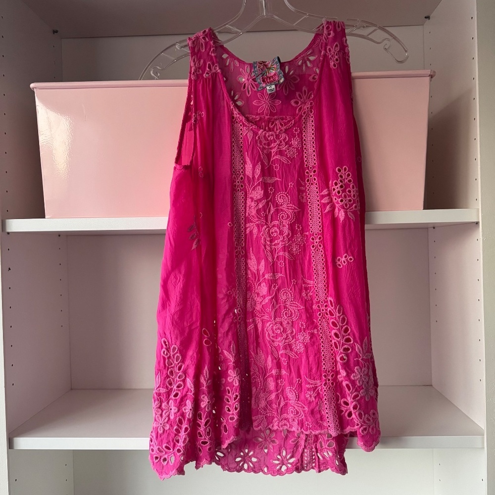 JOHNNY WAS Pink Halo Eyelet Tank - Picture 3 of 6